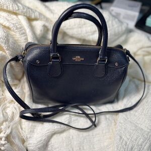 Coach mini Bennett Satchel dark navy satchel cross grain leather with strap